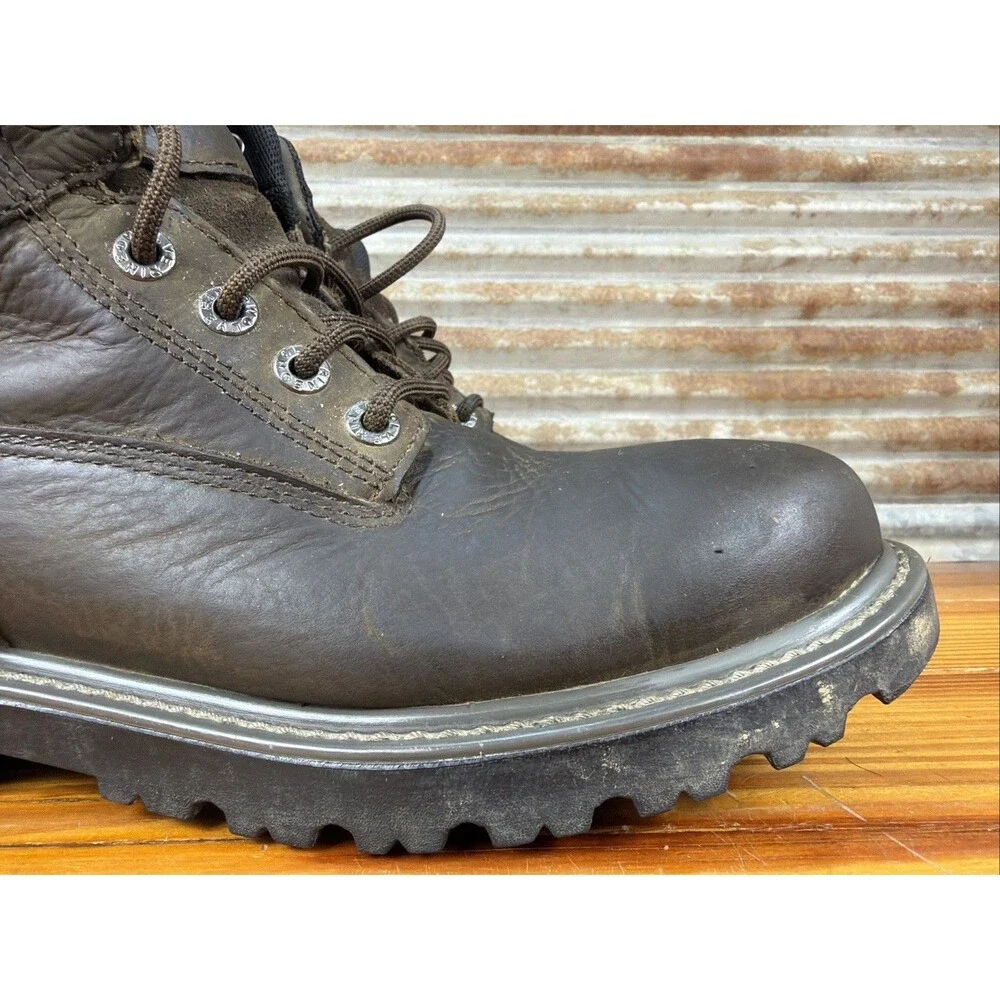 Wolverine Waterproof Brown Leather Lace Up Men's Soft Toe Work Boots Sz 9EW